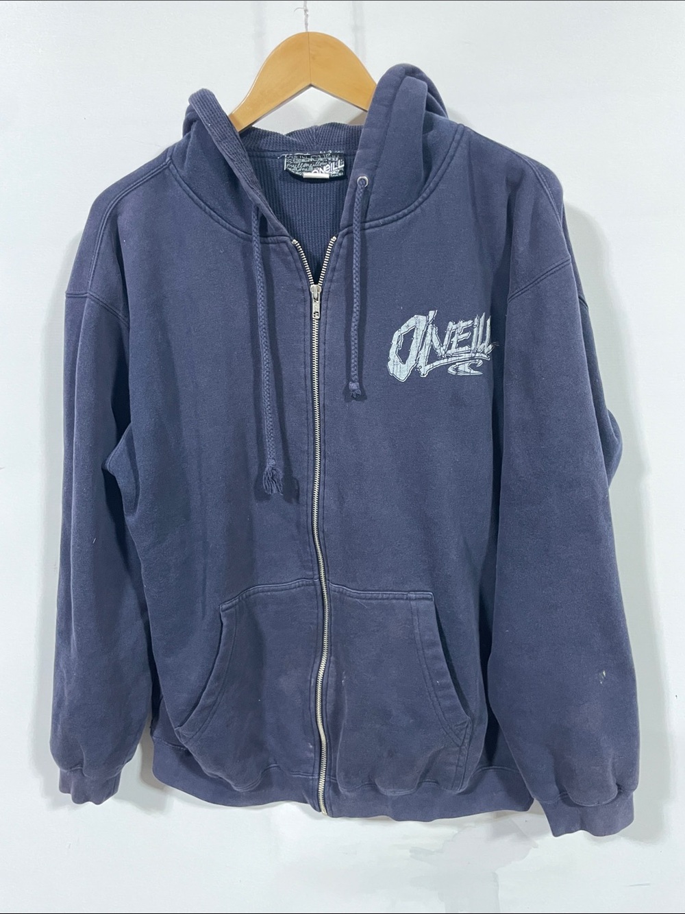 Vintage Y2K O'Neill Men's Dark Navy Full-Zip Hoodie